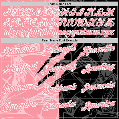 Custom Graffiti Pattern Medium Pink Black-White 3D Scratch Performance Polo Shirt