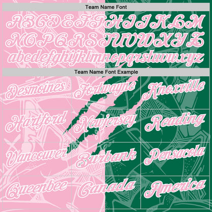 Custom Graffiti Pattern Light Pink Kelly Green-White 3D Scratch Performance Polo Shirt