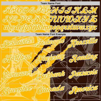 Custom Graffiti Pattern Gold Brown-White 3D Scratch Performance Polo Shirt