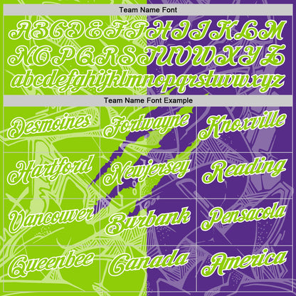 Custom Graffiti Pattern Neon Green Purple-White 3D Scratch Performance Polo Shirt