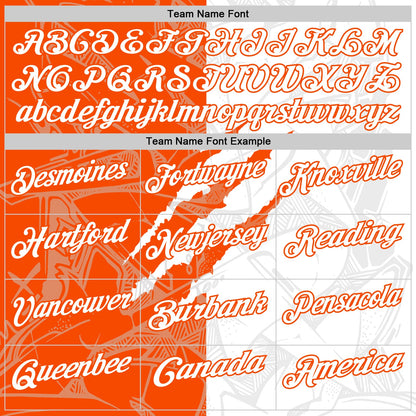 Custom Graffiti Pattern White-Orange 3D Scratch Performance Polo Shirt