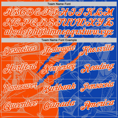Custom Graffiti Pattern Orange Thunder Blue-White 3D Scratch Performance Polo Shirt