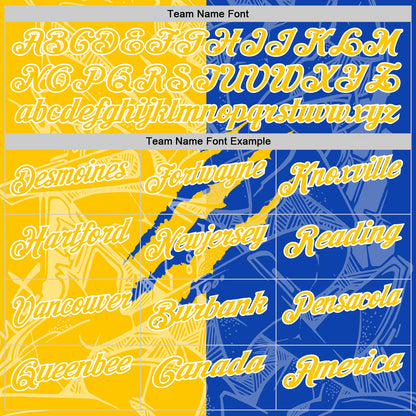 Custom Graffiti Pattern Yellow Thunder Blue-White 3D Scratch Performance Polo Shirt