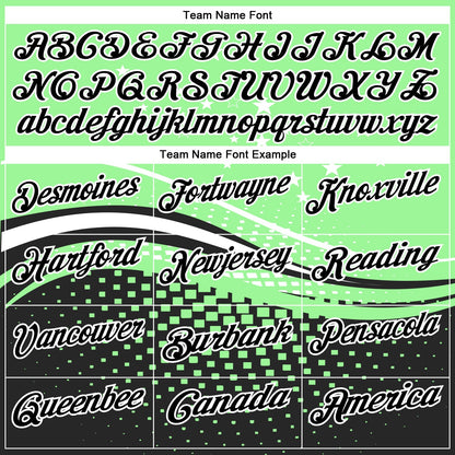 Custom Pea Green Black-White 3D Pattern Design Star And Geometric Shapes Performance Polo Shirt