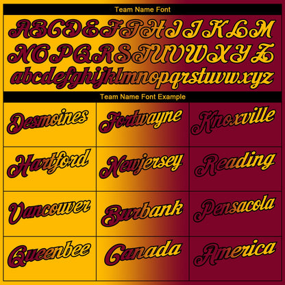 Custom Maroon Gold-Black 3D Gradient Fashion Performance Polo Shirt