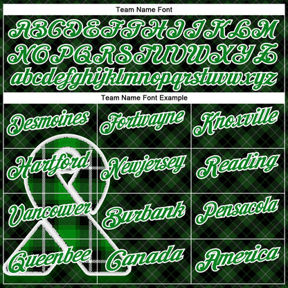 Custom Black Grass Green-White 3D Pattern Design Green Ribbon Liver Cancer Plaid Performance Polo Shirt