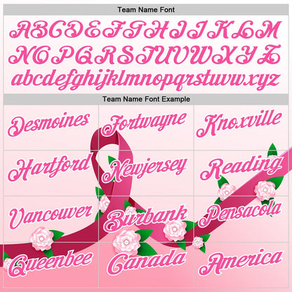 Custom White Pink 3D Pink Ribbon Breast Cancer Awareness Floral Performance Polo Shirt