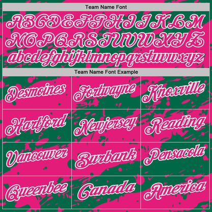 Custom Kelly Green Hot Pink-White Paint Splash Stripe Performance Polo Shirt