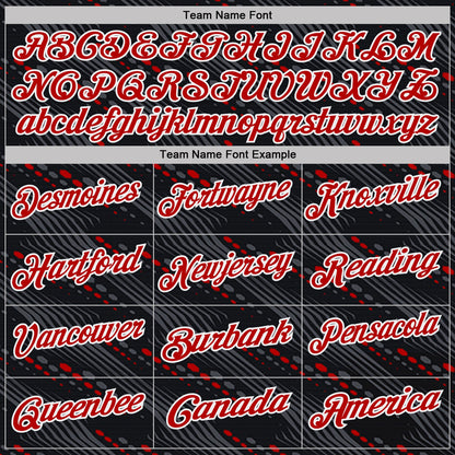 Custom Black Red-White Slant Lines Cyber Mecha Tech Performance Polo Shirt