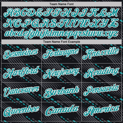 Custom Black Teal-White Slant Lines Cyber Mecha Tech Performance Polo Shirt