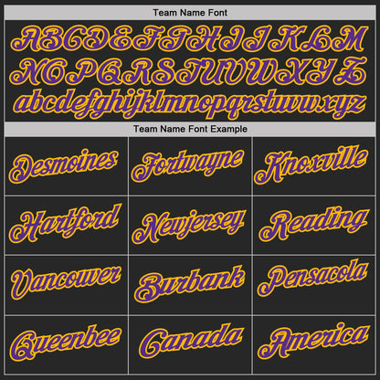 Custom Black Purple-Gold Digital Camo Two Tone Performance Polo Shirt
