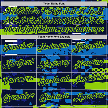 Custom Navy-Neon Green Abstract Geometric Grunge Fragment Performance Polo Shirt