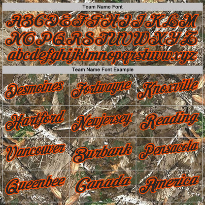 Custom Camo Black Orange-Olive Camo Woodland Forest Camouflage Salute To Service Performance Polo Shirt