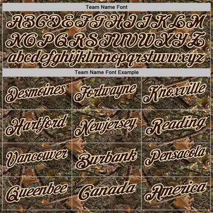 Custom Camo Brown-Cream Camo Woodland Forest Camouflage Salute To Service Performance Polo Shirt