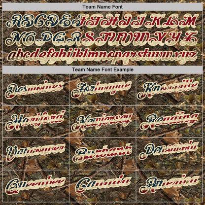 Custom Camo Vintage USA Flag Cream-Brown Camo Woodland Forest Camouflage Salute To Service Patriotic Performance Polo Shirt