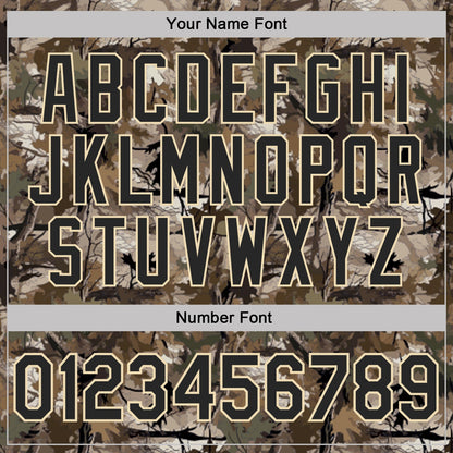 Custom Camo Black Cream-Olive Camo Woodland Forest Camouflage Salute To Service Performance Polo Shirt