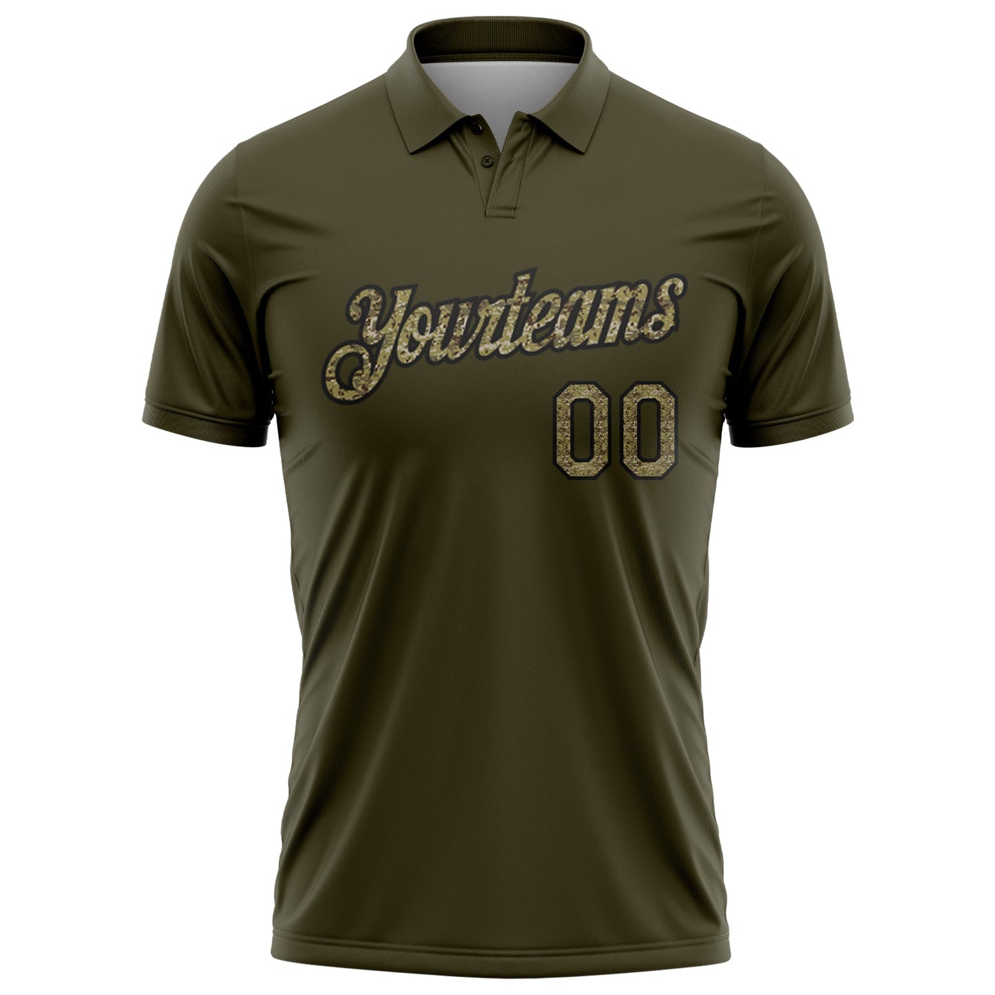 Custom Olive Camo-Black Salute To Service Performance Polo Shirt
