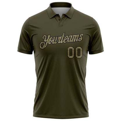 Custom Olive Camo-Black Salute To Service Performance Polo Shirt