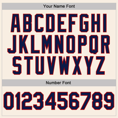 Custom Cream Navy Pinstripe-Red Performance Polo Shirt