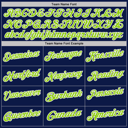 Custom Navy White Pinstripe-Neon Green Performance Polo Shirt