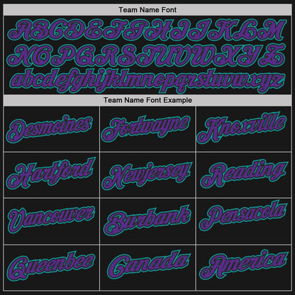 Custom Black Teal Pinstripe-Purple Performance Polo Shirt