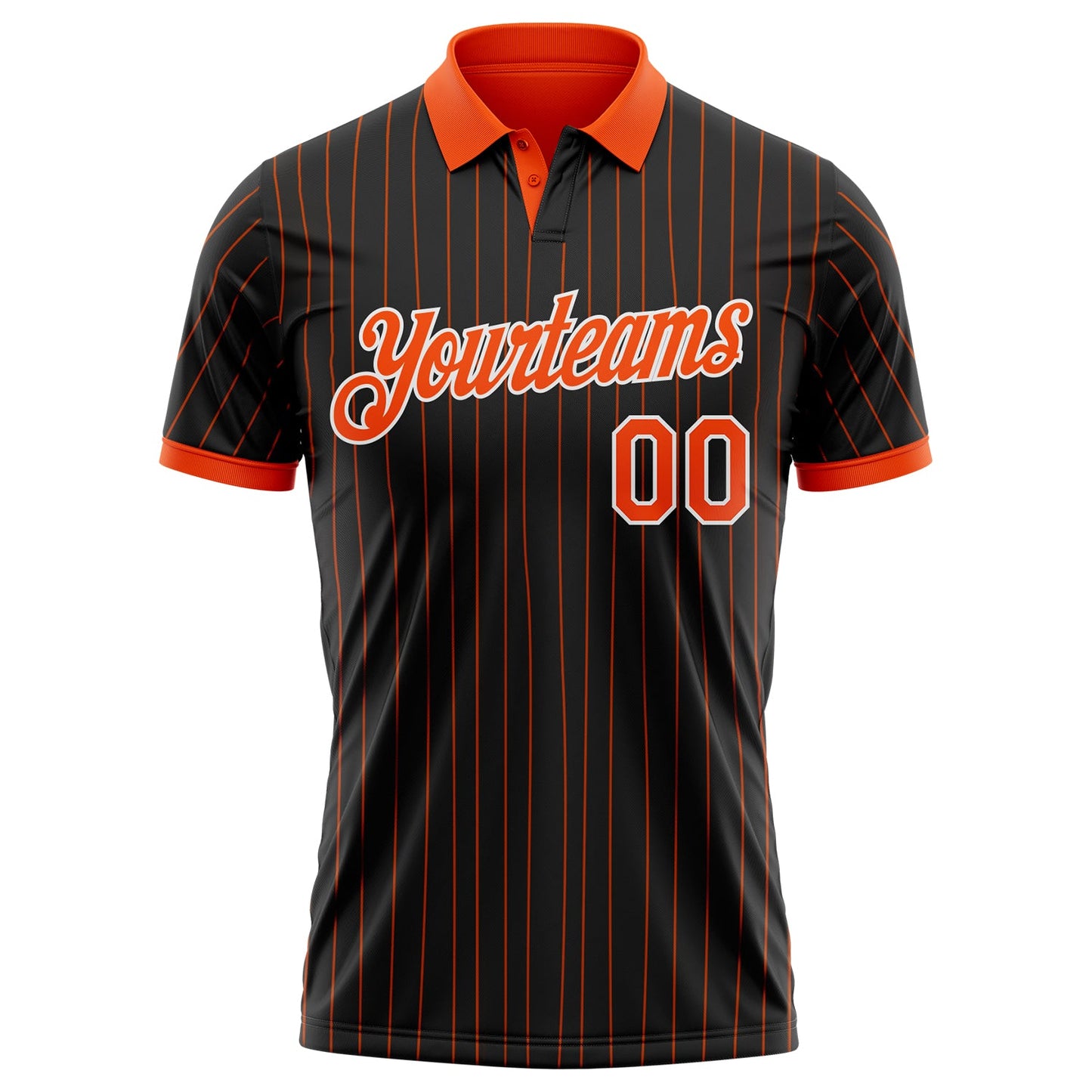 Custom Black Orange Pinstripe-White Performance Polo Shirt