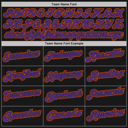 Custom Black Orange Pinstripe-Purple Performance Polo Shirt
