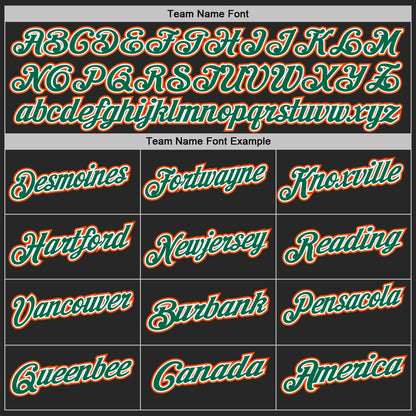 Custom Black Orange Pinstripe White-Kelly Green Performance Polo Shirt