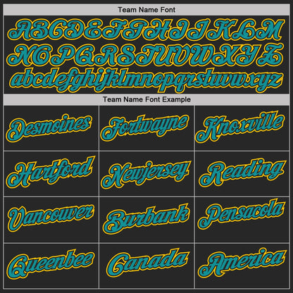 Custom Black Yellow Pinstripe-Teal Performance Polo Shirt