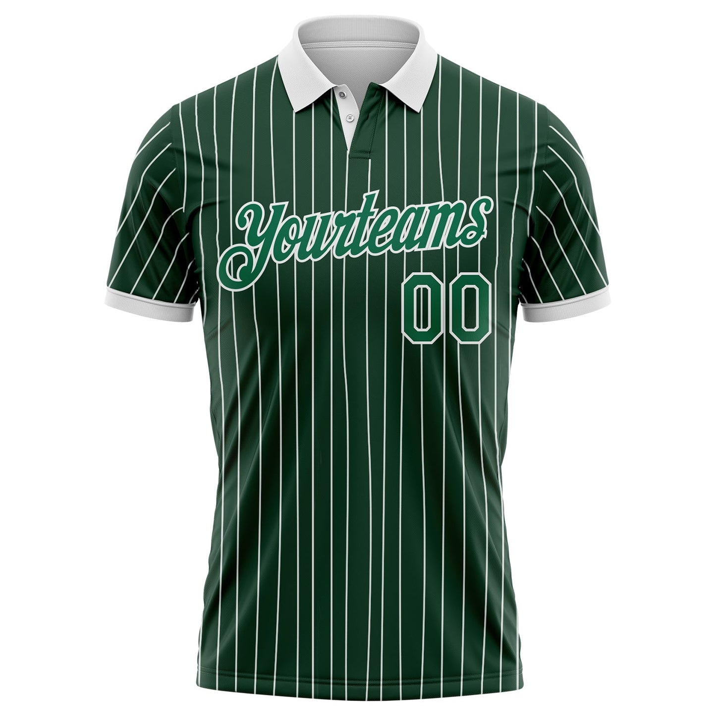 Custom Green White Pinstripe-Kelly Green Performance Polo Shirt