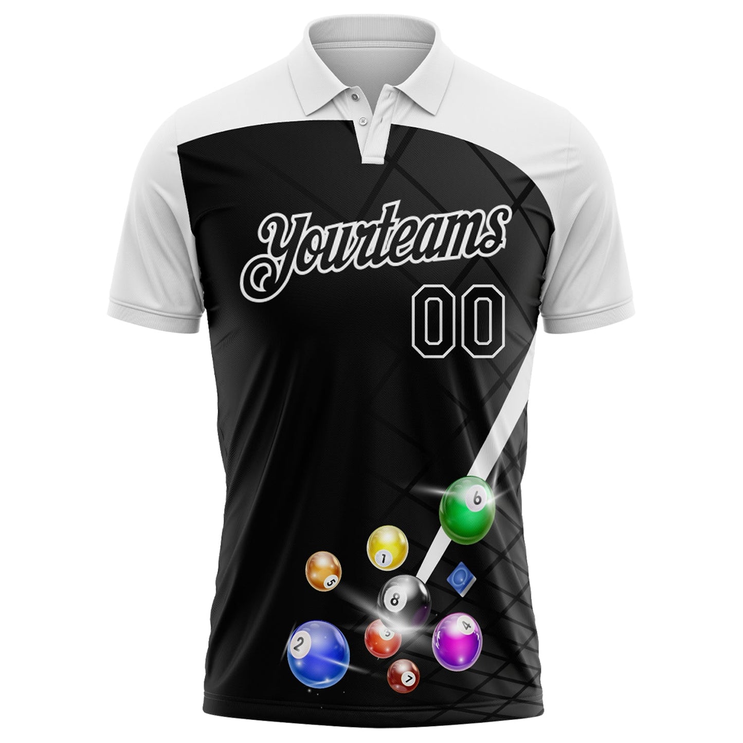 Custom Black-White Billiard Balls Performance Polo Shirt