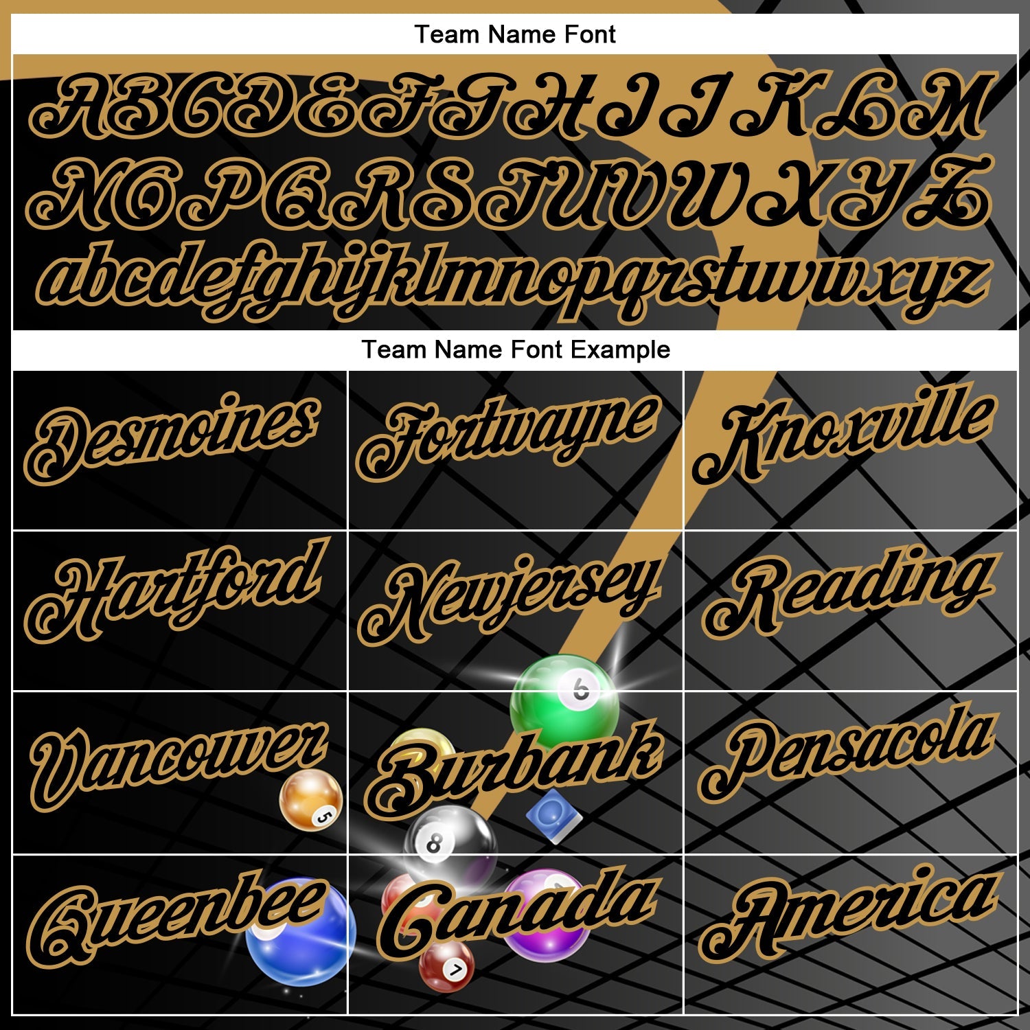 Custom Black-Old Gold Billiard Balls Performance Polo Shirt