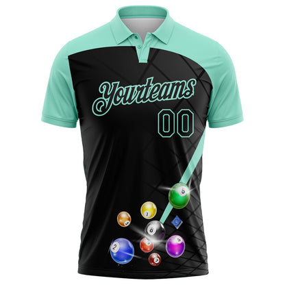 Custom Black-Ice Blue Billiard Balls Performance Polo Shirt