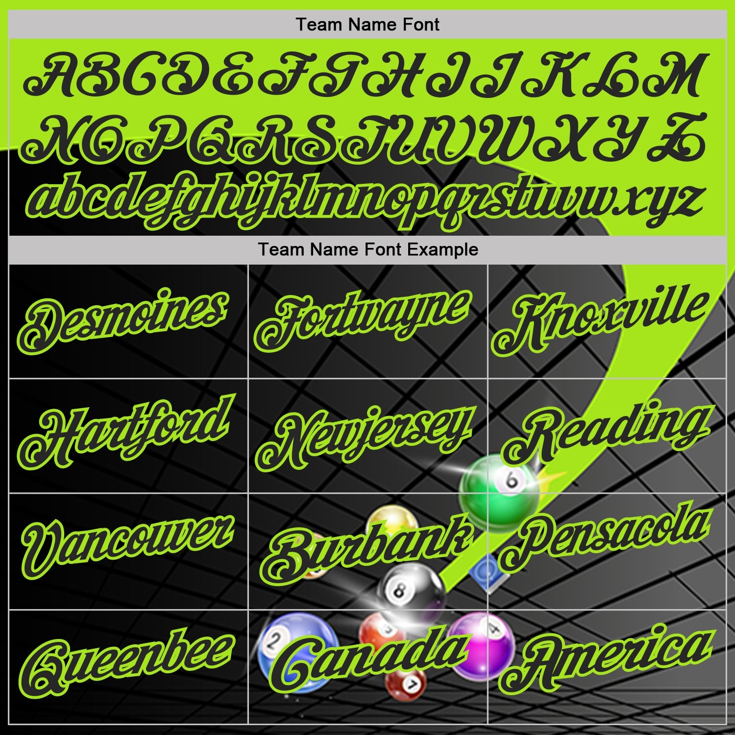 Custom Black-Neon Green Billiard Balls Performance Polo Shirt