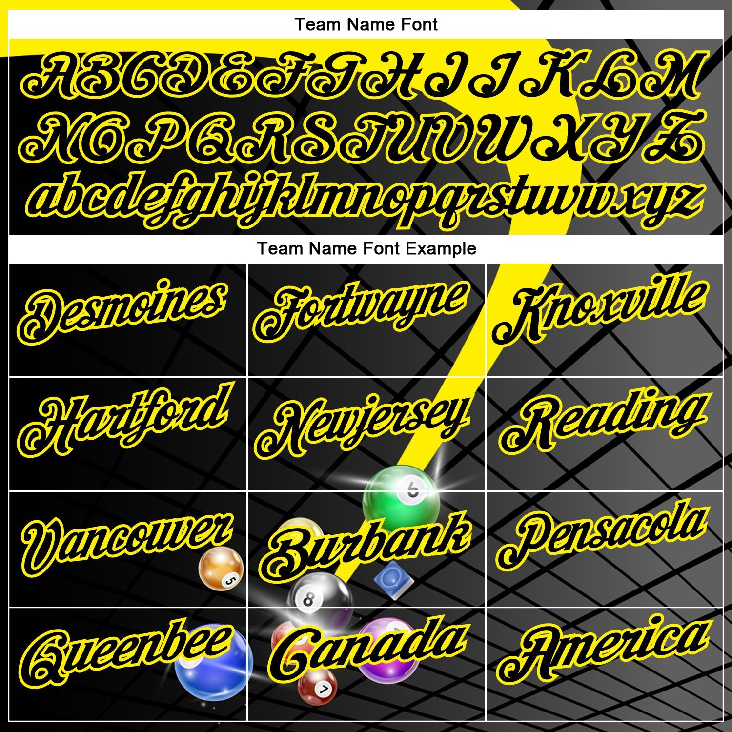 Custom Black-Light Yellow Billiard Balls Performance Polo Shirt