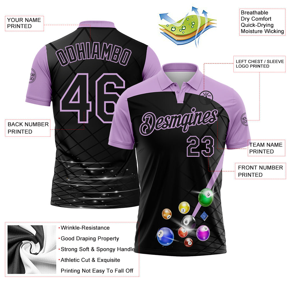 Custom Black-Light Purple Billiard Balls Performance Polo Shirt