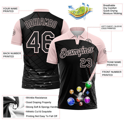 Custom Black-Light Pink Billiard Balls Performance Polo Shirt