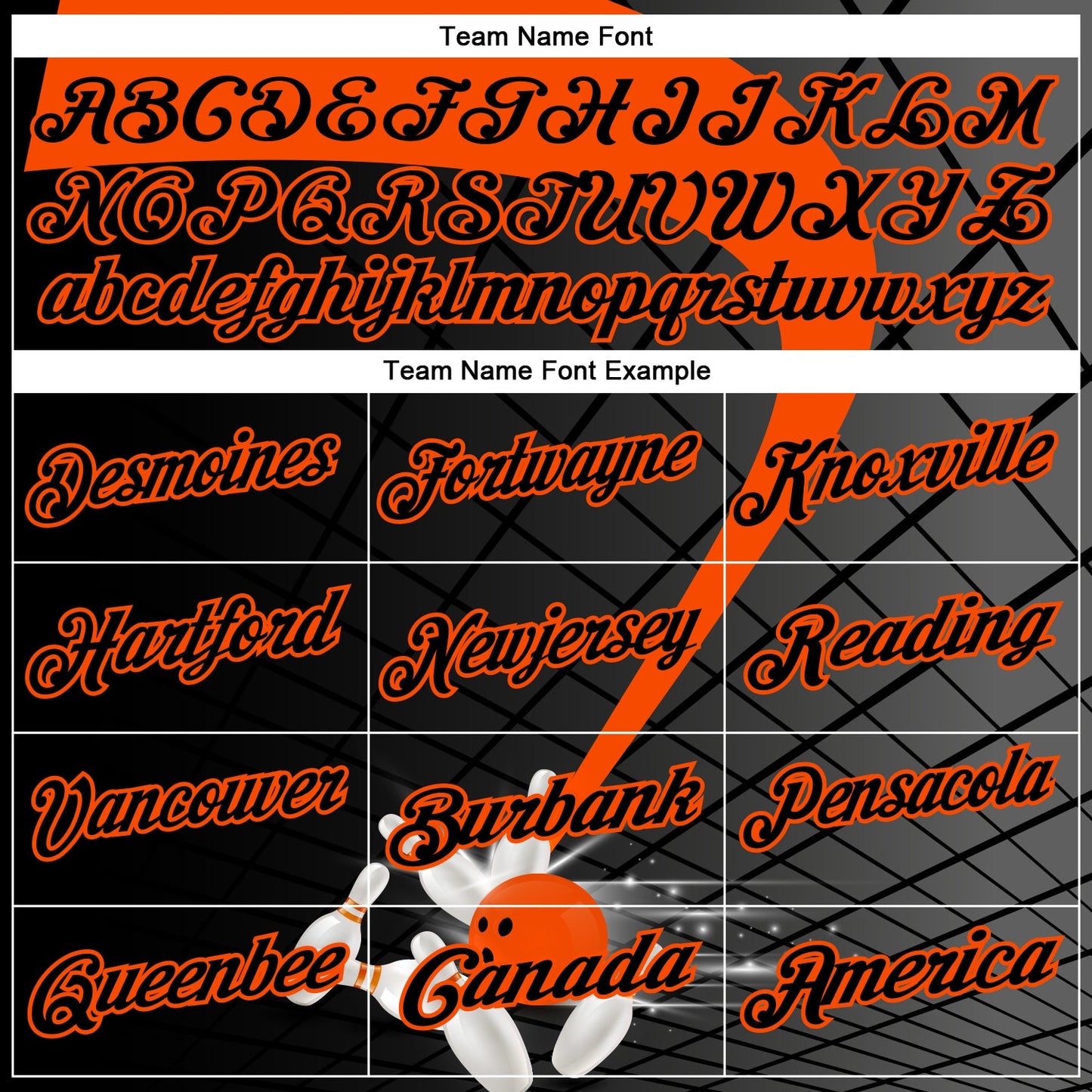 Custom Black-Orange Bowling Geometric Grid Performance Polo Shirt