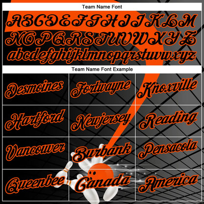 Custom Black-Orange Bowling Geometric Grid Performance Polo Shirt