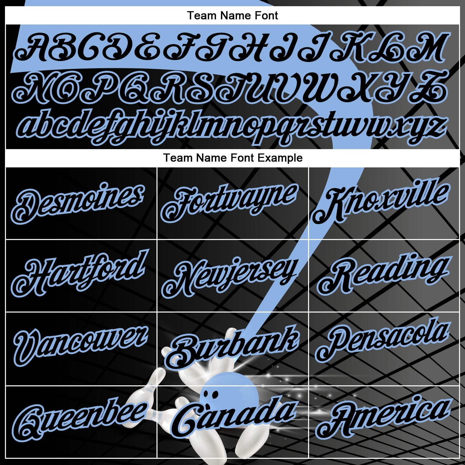 Custom Black-Light Blue Bowling Geometric Grid Performance Polo Shirt