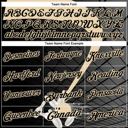 Custom Black-City Cream Bowling Geometric Grid Performance Polo Shirt