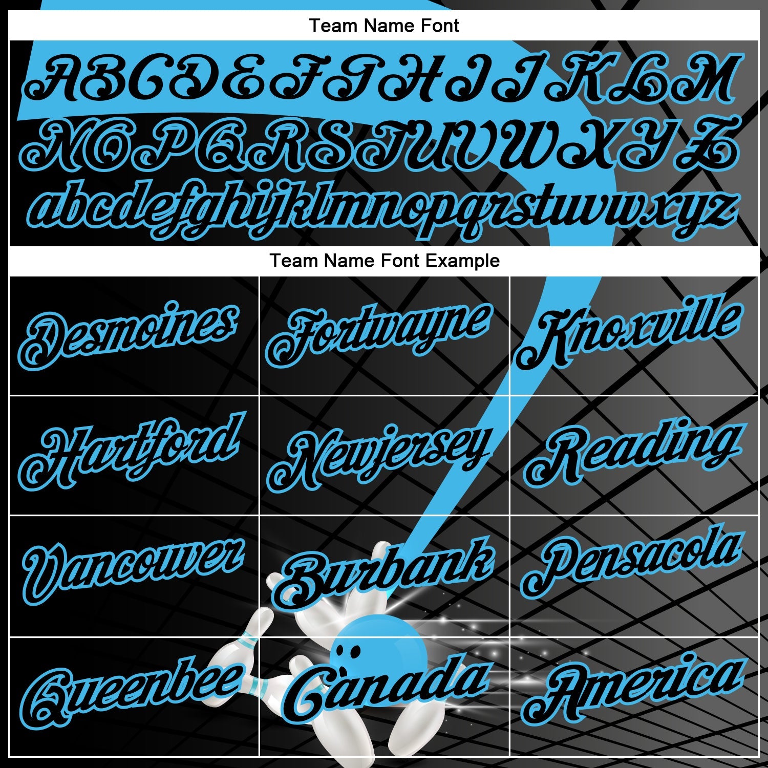 Custom Black-Sky Blue Bowling Geometric Grid Performance Polo Shirt