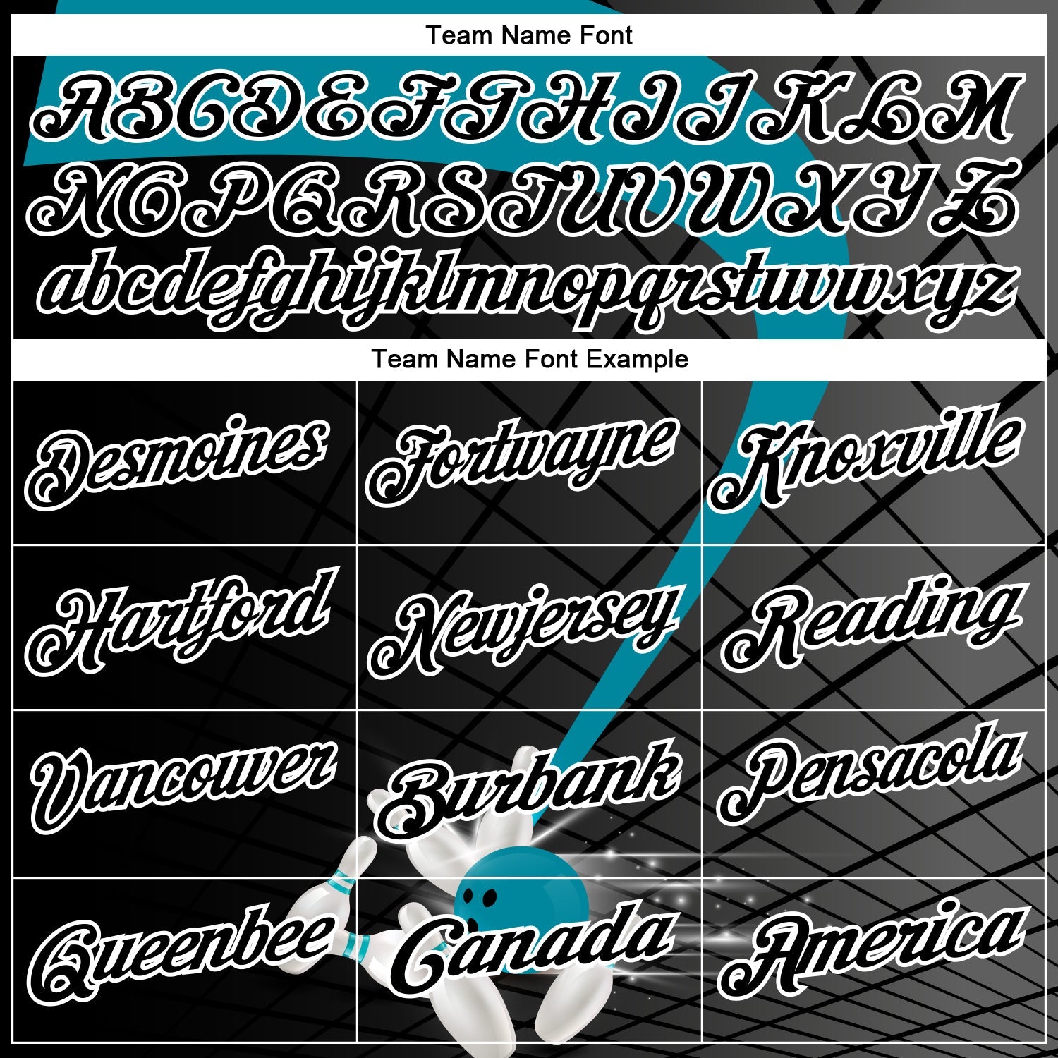Custom Black Teal-White Bowling Geometric Grid Performance Polo Shirt