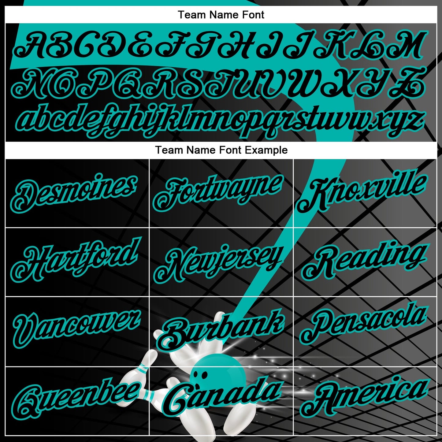 Custom Black-Aqua Bowling Geometric Grid Performance Polo Shirt
