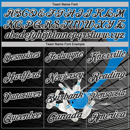 Custom Black Thunder Blue-White Bowling Geometric Grid Performance Polo Shirt