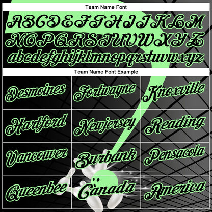 Custom Black-Pea Green Bowling Geometric Grid Performance Polo Shirt