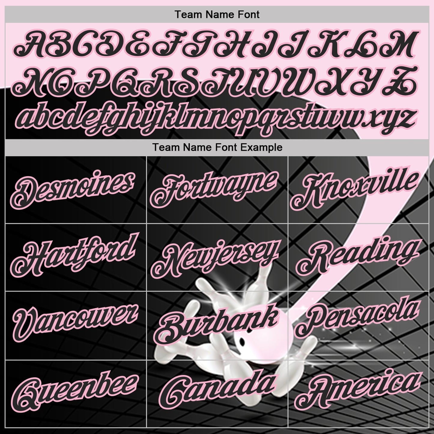 Custom Black-Light Pink Bowling Geometric Grid Performance Polo Shirt