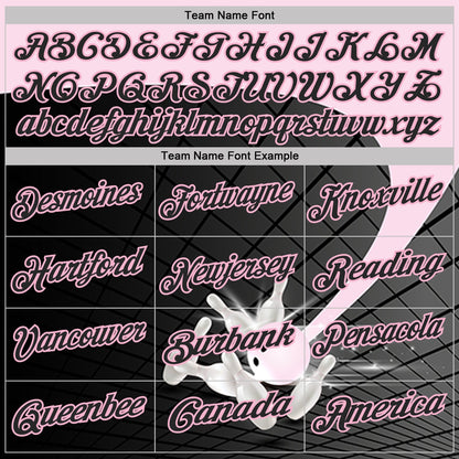 Custom Black-Light Pink Bowling Geometric Grid Performance Polo Shirt