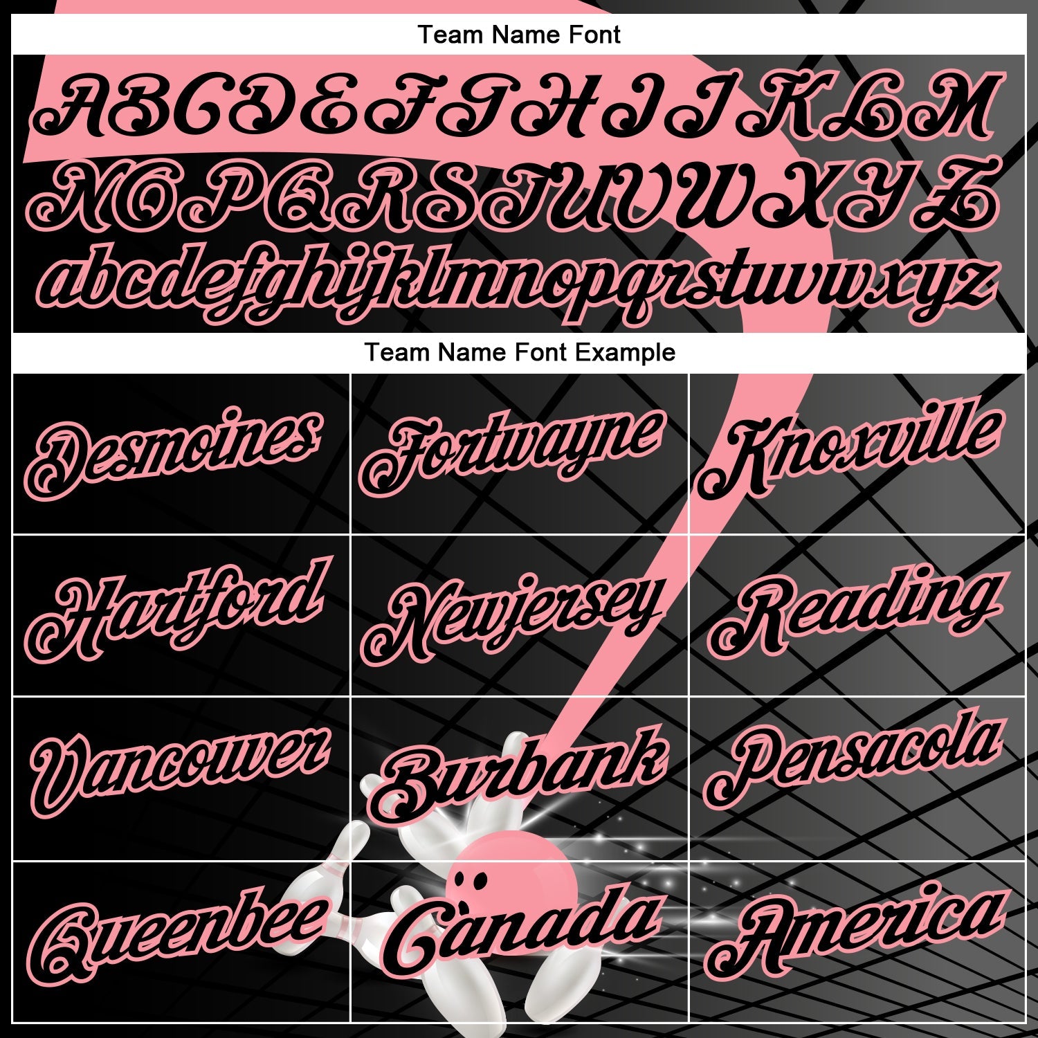 Custom Black-Medium Pink Bowling Geometric Grid Performance Polo Shirt