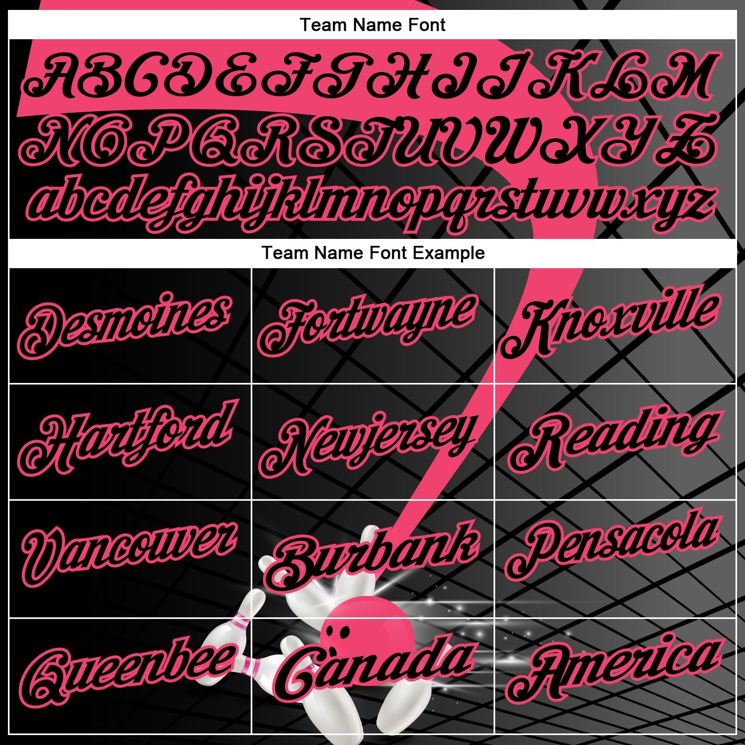 Custom Black-Neon Pink Bowling Geometric Grid Performance Polo Shirt